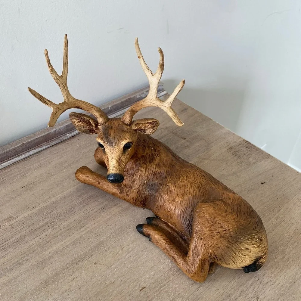 Homco Deer Buck Stag Laying Down Figurine